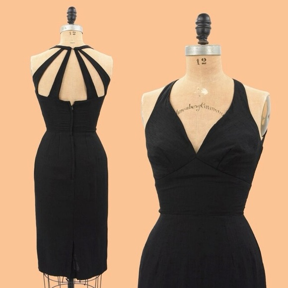 Vintage Dresses & Skirts - 1950s Vintage Elegant Black Sleeveless Dress